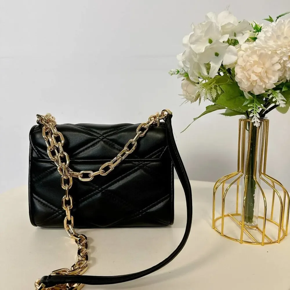 Michael Kors 35S2GNRC1I Serena Small Flap Crossbody bag With Studs Black